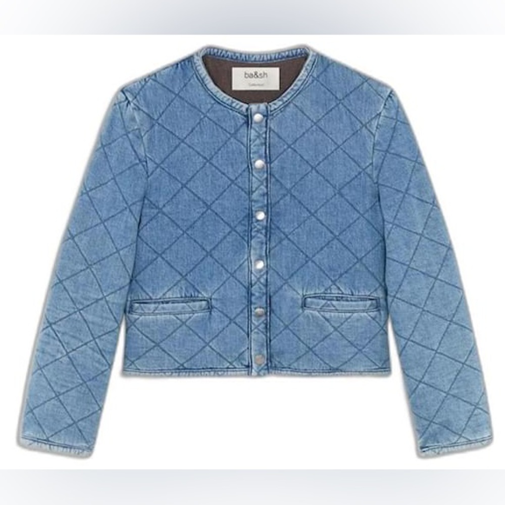 Ba&sh Women's Denim Quilted Jacket Blue Size 2/ M